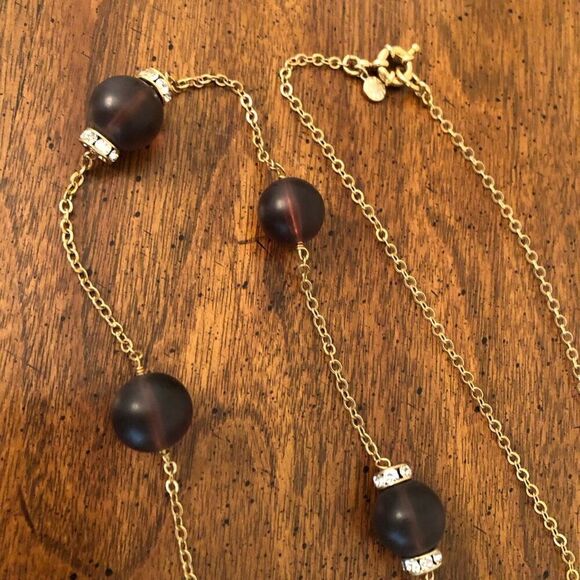 J.Crew | Frosted Purple Bead Station Necklace | 34” Length - Picture 2 of 3